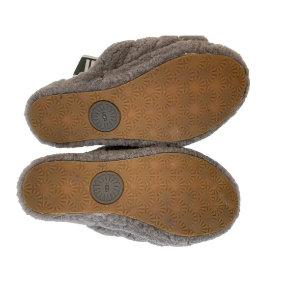 UGG Fluff Yeah Slide Slippers Gray Size 6 Womens Cozy Sheepskin Rubber Sole - Picture 4 of 9